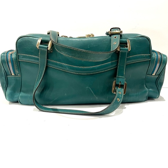 GUCCI Green Leather Satchel With Lock & Key - Picture 6 of 14